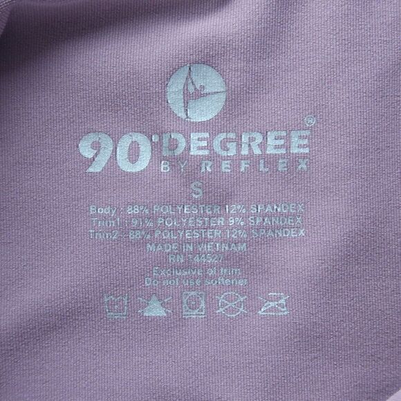 90 DEGREE PLUM LASER CUT OUT WAISTBAND POCKET SIDE POCKETS CAPRI LEGGINGS SMALL - Picture 2 of 10